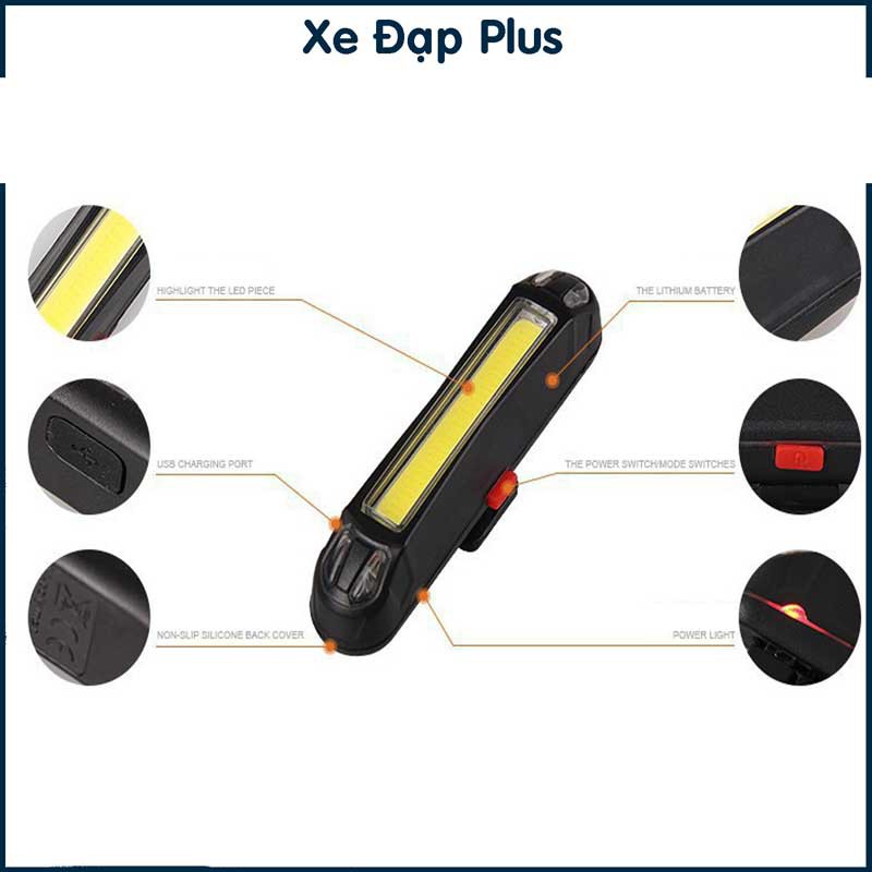 Đèn led xe đạp thể thao siêu sáng chống nước, đèn pin chớp gắn sau xe đạp - Nhiều chế độ sáng, cao cấp -D03