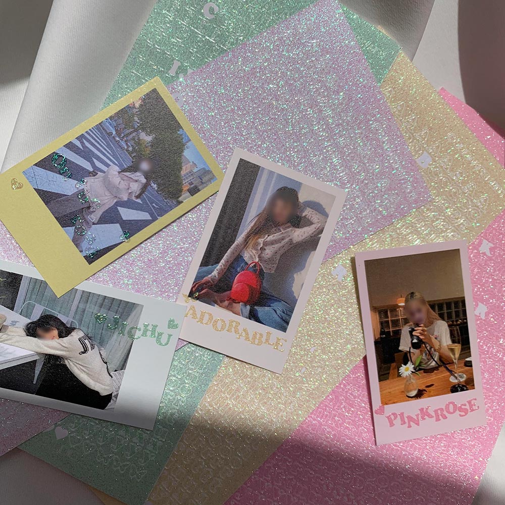 Miếng dán 001 6mm Sherbet hình bảng chữ cái màu holographic phong cách Hàn Quốc dễ thương dùng trang trí vật dụng DIY