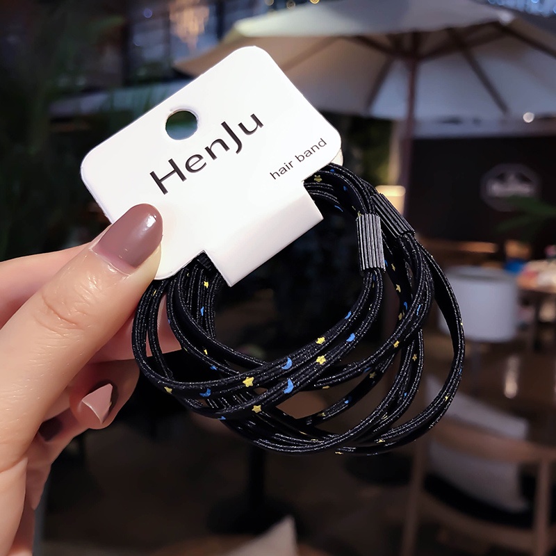 Set 5 Dây Buộc Tóc Co Giãn Nhiều Màu Sắc Phong Cách Hàn Quốc Cho Nữ