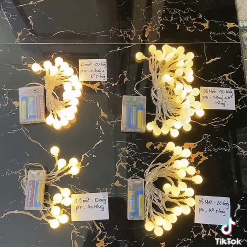 Dây Đèn Led Bóng Tròn Trang Trí Xài Pin Bóng Cherry Ball Decor Lều Trại Góc Học Tập Quán Cafe