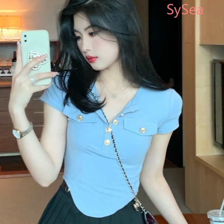 Áo Thun Màu Trơn Cỡ Lớn Thời Trang Mùa Hè Quyến Rũ Cho Nữ