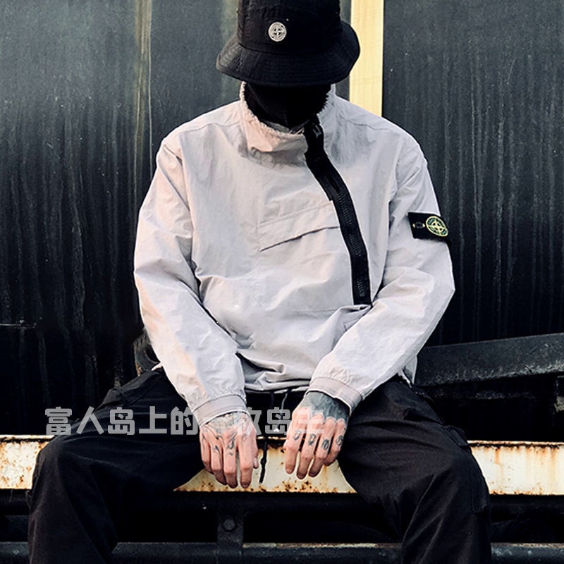 Stone island stone island Áo Khoác Gió Mỏng Phối Khóa Kéo Thời Trang Cho Nam