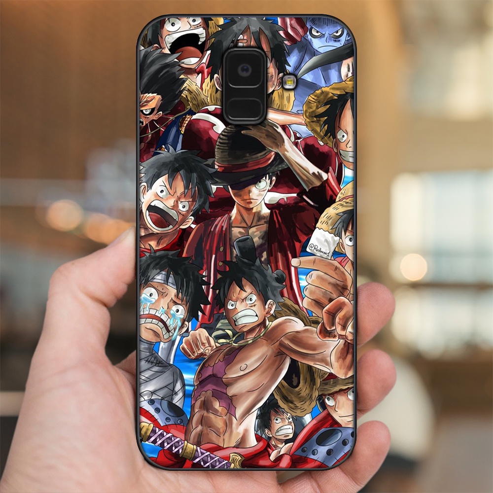 Ốp lưng Samsung A5 2018, A6 2018, A8 2018, J6 2018, A8 Plus viền đen in hình Luffy One Piece