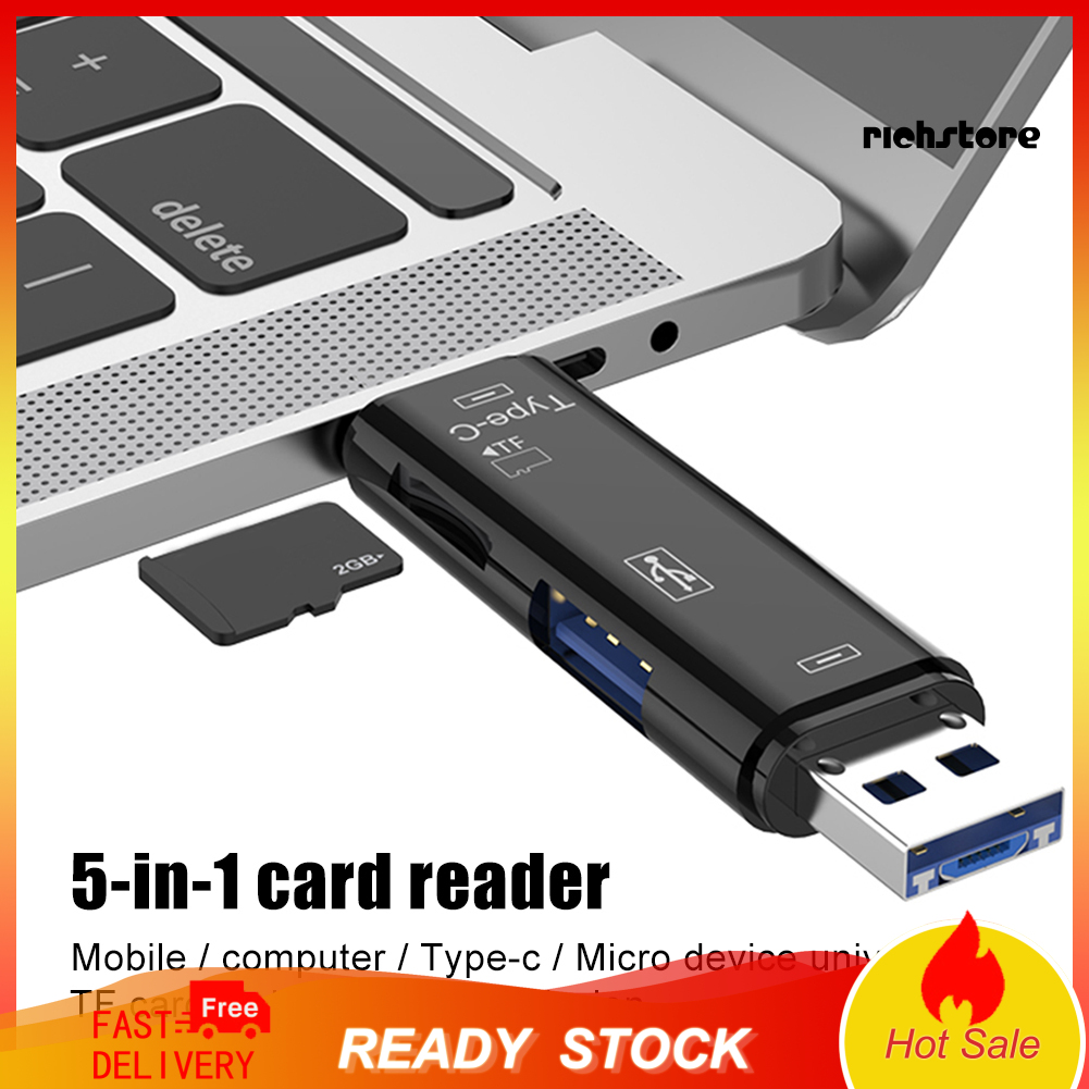 Đầu Đọc Thẻ Nhớ 5 Trong 1 Usb 3.0 Type-c Micro Otg Tf | BigBuy360 - bigbuy360.vn