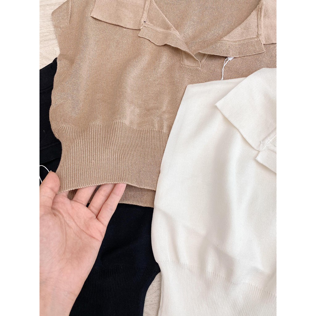 crop polo cộc tay đen - trắng - nude | BigBuy360 - bigbuy360.vn