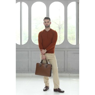 Áo Len Mỏng 1 Màu Cashmere Cổ Tim Nâu Da Bò - [LM19-8822093]
