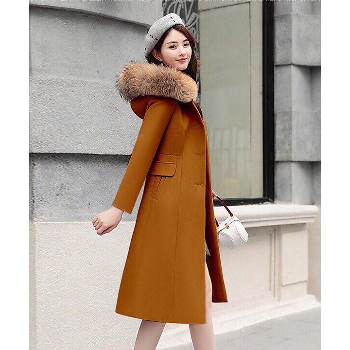 ÁO KHOÁC DẠ FROM DÀI PHỐI NÓN KÈM LÔNG MSP-AK586450VN | BigBuy360 - bigbuy360.vn