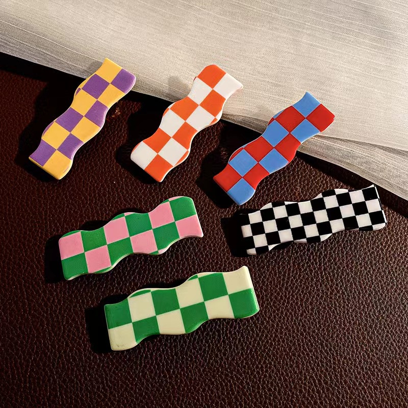 Kẹp Tóc Nữ Họa Tiết Caro Trắng Đen Thời Trang Hàn Quốc