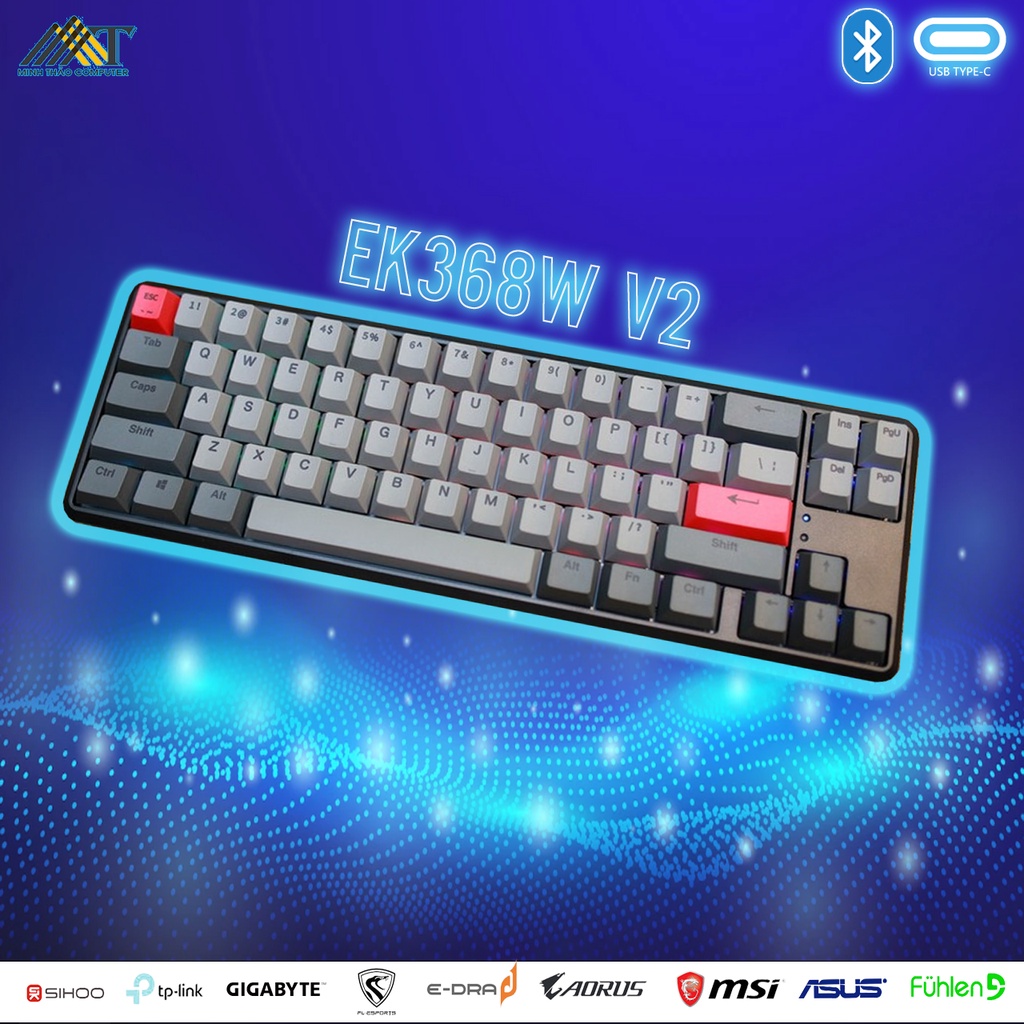 Bàn phím cơ không dây E-DRA EK368W V2