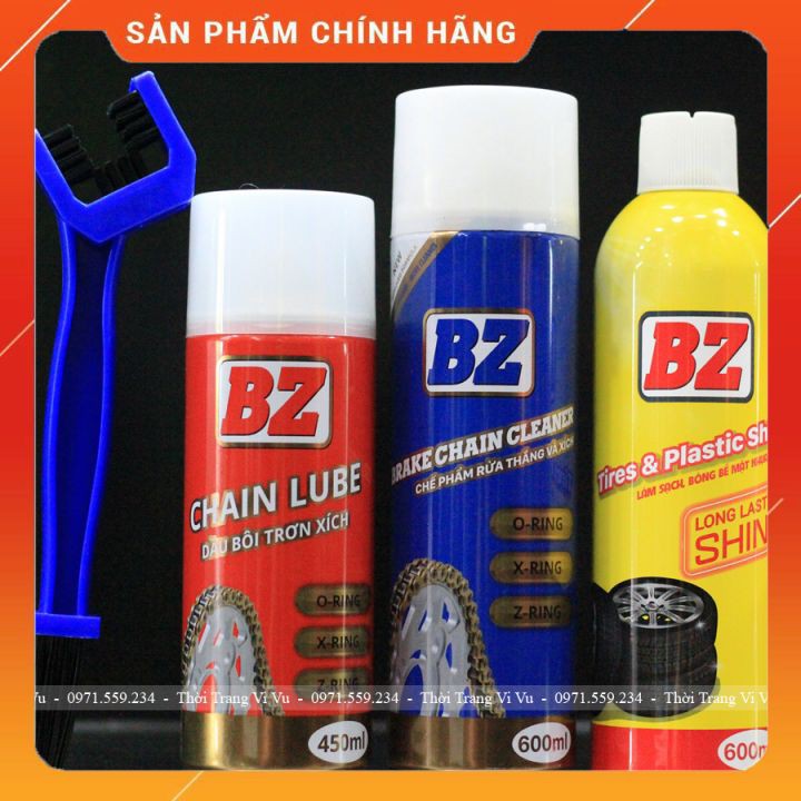 [CHÍNH HÃNG] Bộ vệ sinh sên BZ gồm Bôi trơn dưỡng sên BZ + Rửa sên BZ + Phục hồi nhựa nhám BZ + Bàn chải sên 3D