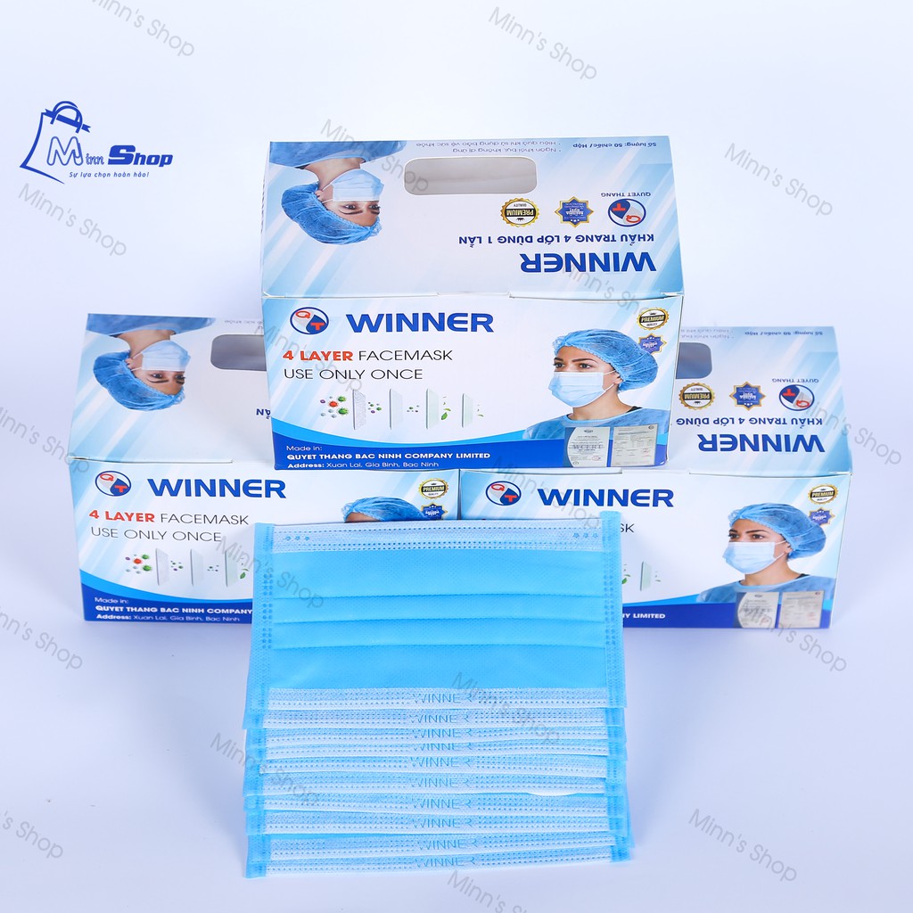 Khẩu trang Y tế Winner 4 lớp - Chính hãng công ty Quyết Thắng - Hộp 50 cái | BigBuy360 - bigbuy360.vn