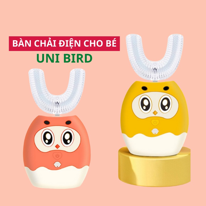 Bàn chải điện cho bé UNIBIRD đầu chữ U, Bàn chải điện trẻ em cho bé từ 2-9 tuổi - Giúp bé vệ sinh răng miệng hiệu quả