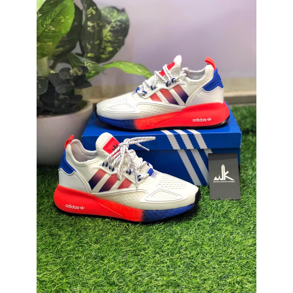 Giày Zx 2K Boost trắng sọc đỏ