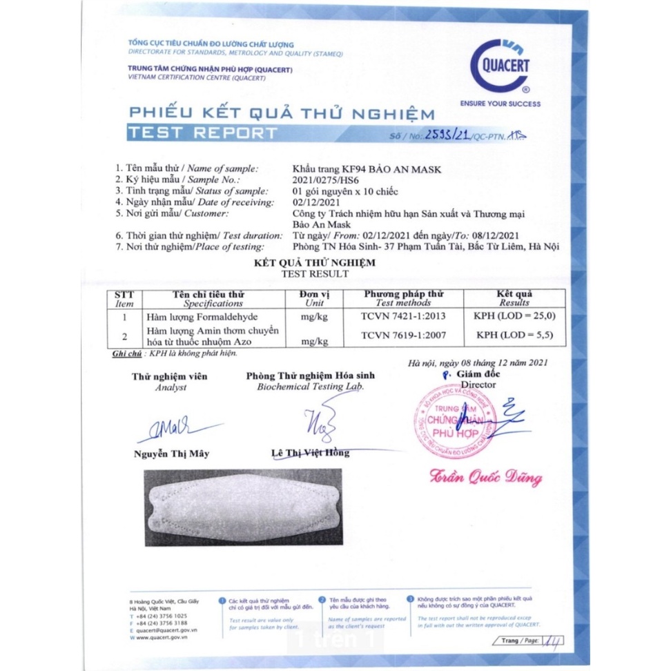 KHẨU TRANG KF94 ĐẠI VIỆT - BỊCH 10 CÁI