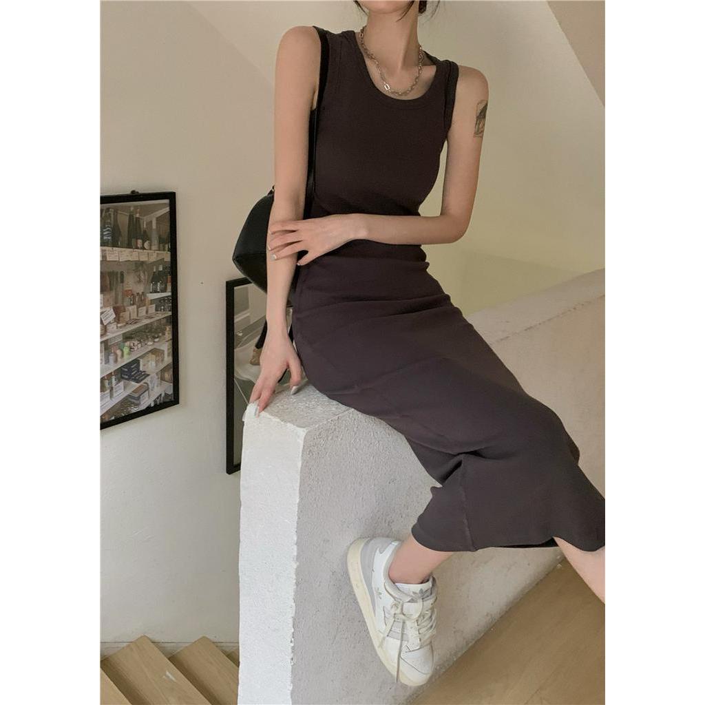 60804 Đầm Ôm Dáng Màu Trơn Đơn Giản