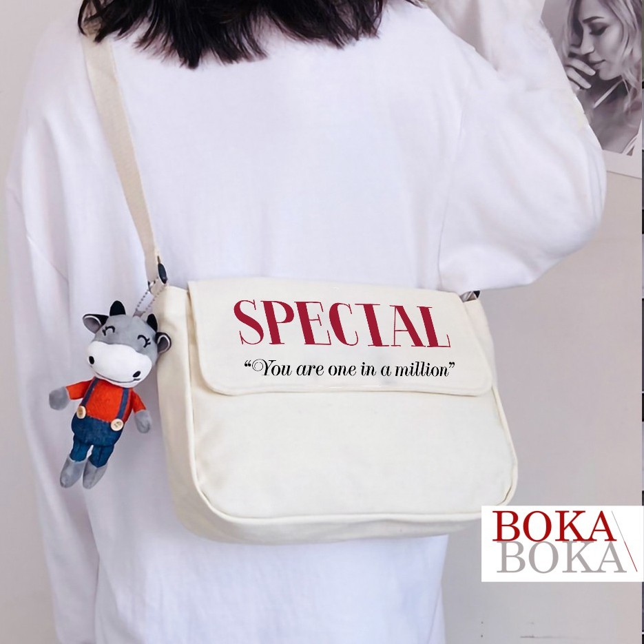 Túi Đeo Chéo Vải Canvas In Hình Special - You Are One In A Millions Phong Cách Ulzzang