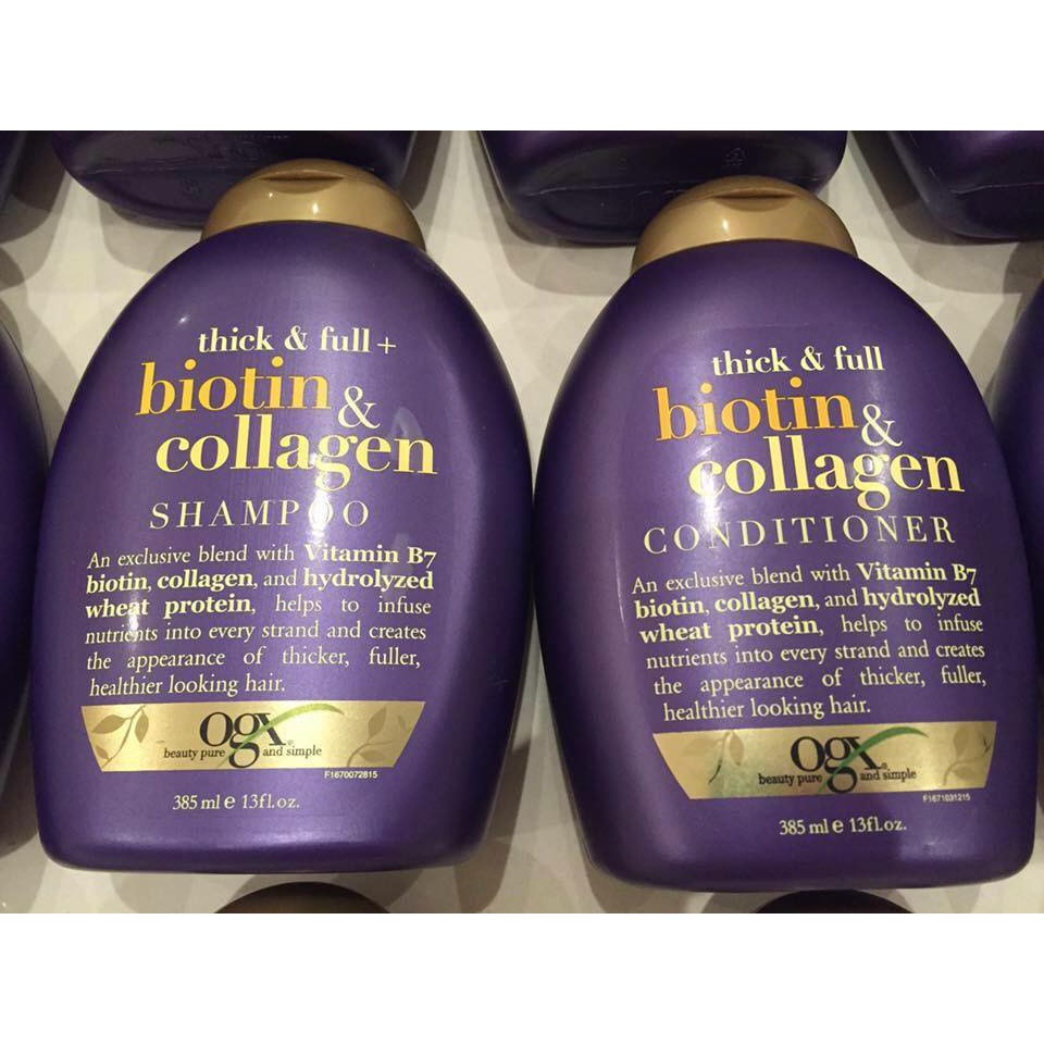 Dầu Gội Xả Biotin Collagen OGX Mỹ 385 ml