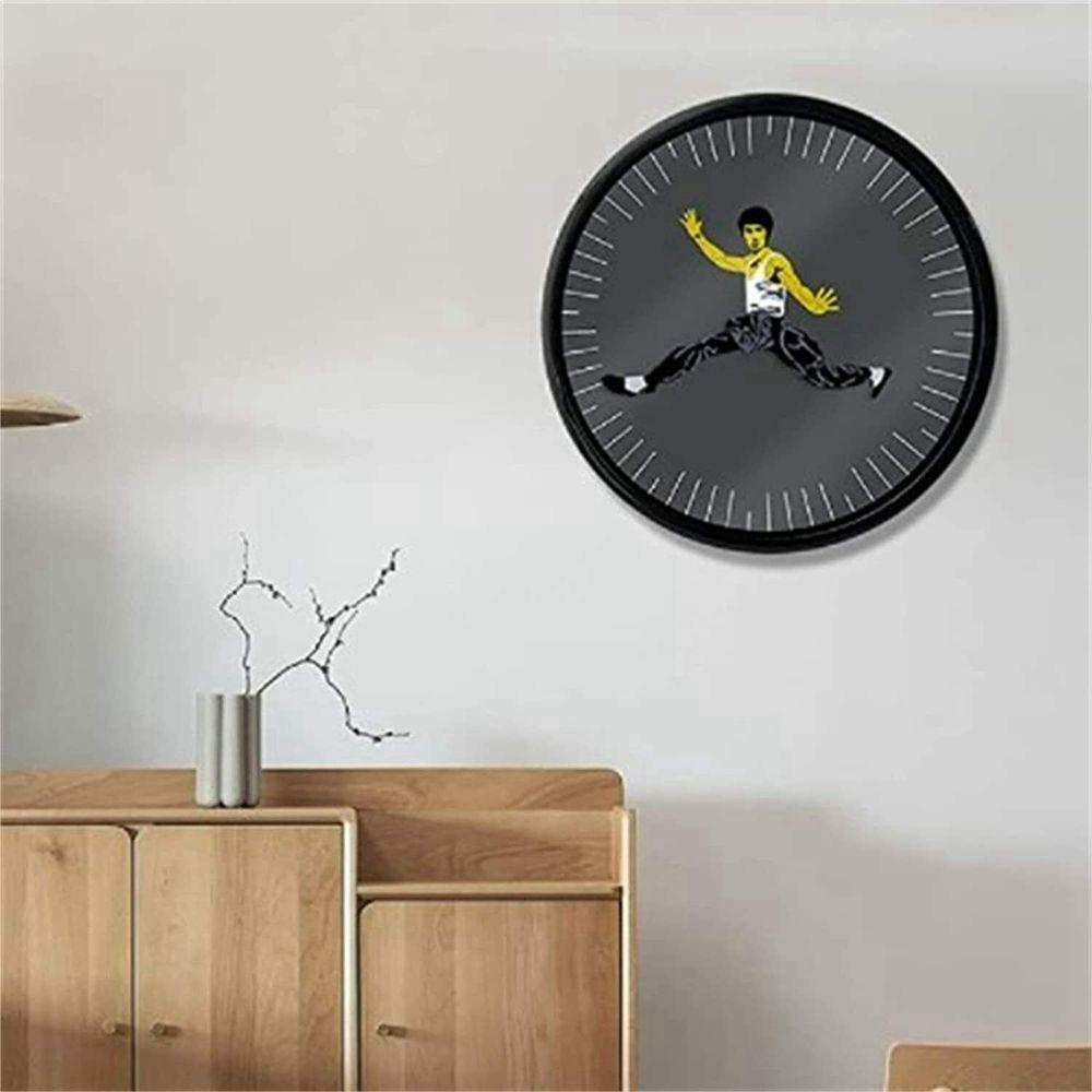 Đồng Hồ Treo Tường Màu Đen Đường Kính 25CM Phong Cách Kung Fu Độc Đáo Trang Trí Nhà Cửa Lee