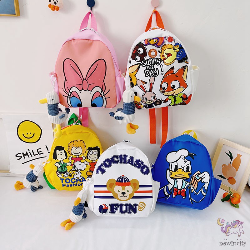 Ba lô thời trang ngăn chứa lớn phong cách mùa hè họa tiết hoạt hình kiểu Hàn dành cho bé trai và bé gái