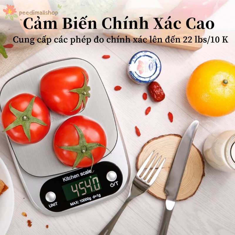 Cân Tiểu Ly Điện Tử Nhà Bếp Mini Định Lượng 0,1g - 3kg/0,1g - 5kg/1g - 10kg Làm Bánh Độ Chính Xác Cao Kèm 2 Viên Pin AA