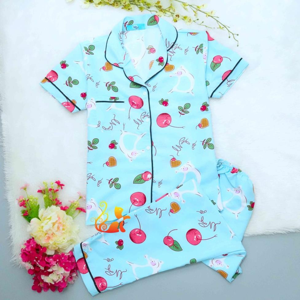 Đồ Mặc Nhà "Gấu - Cherry" Pijama Kate Thái Quần Dài - Dưới 60kg * *