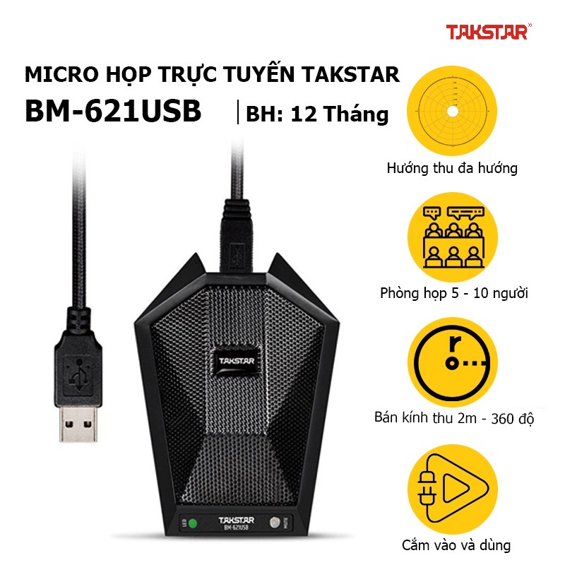 Micro Hội Họp Trực Tuyến Chat Livestream Thu Âm Takstar Bm 621Usb - Hàng chính hãng