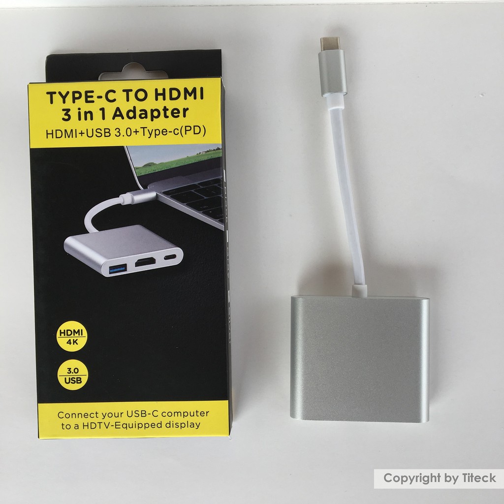 Cáp chuyển USB type C to HDMI 4K + USB 3.0 + USB C