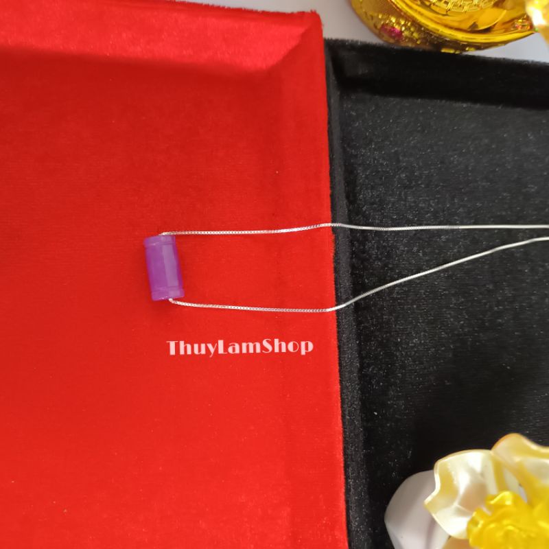 Vòng cổ dây chuyền bạc 925 vĩnh viễn bảo hành mix lu thống màu tím đầu xuôi đuôi lọt