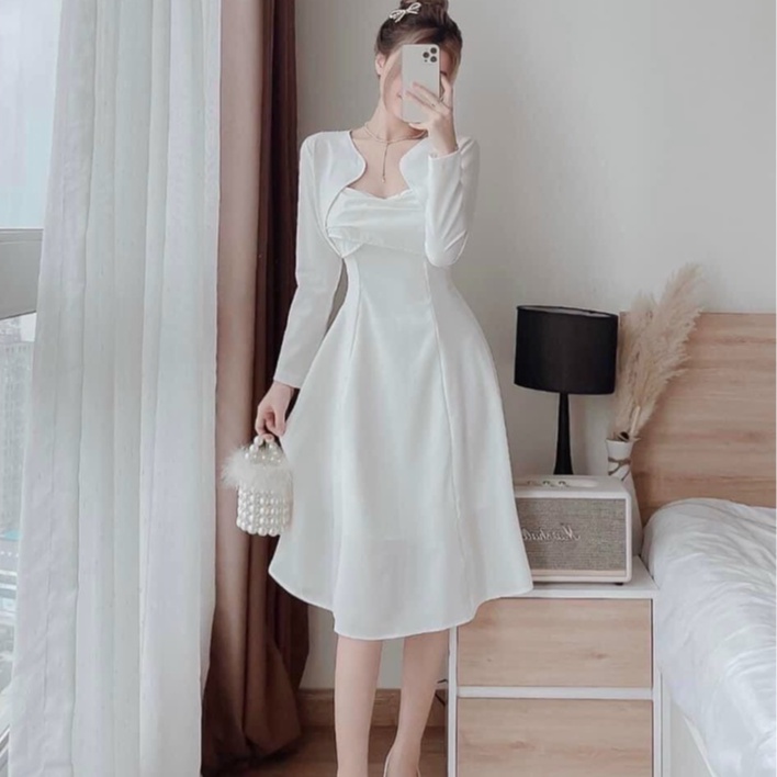 Set đầm váy nữ hai dây kèm khoác cardigan cực xinh duyên dáng cho nàng đi chơi dạo phố dự tiệc sang chảnh