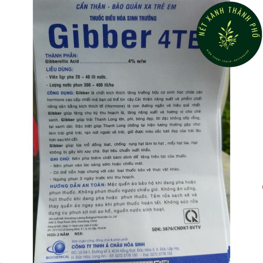 Phân Bón Lá Gibber 4TB GA3 - Gibberellic Acid 100%