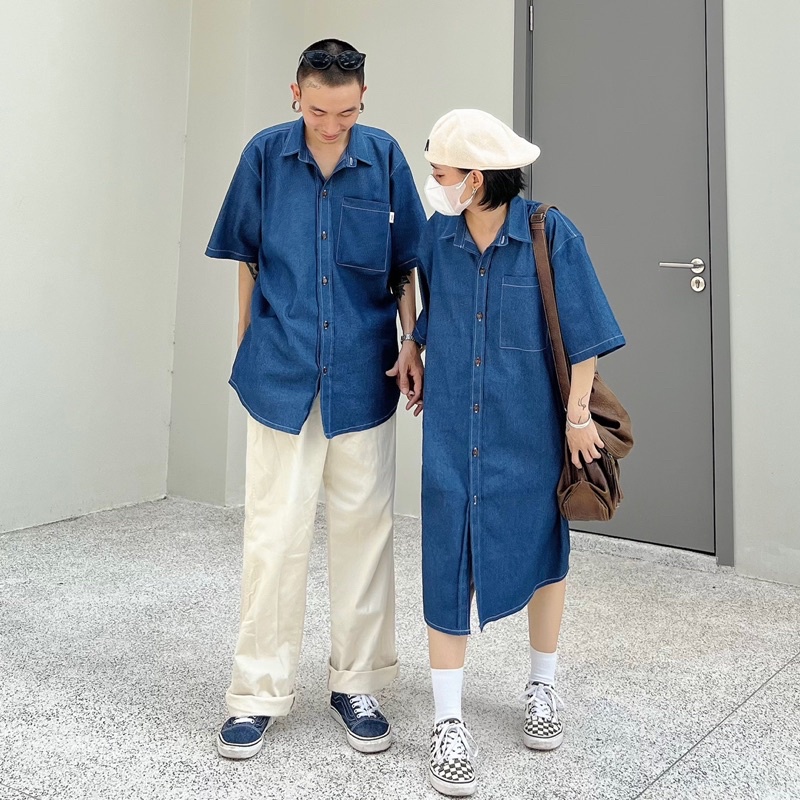 SET VÁY VÀ ÁO SƠ MI JEAN DÀY DẶN (CÓ BÁN TÁCH LẺ)