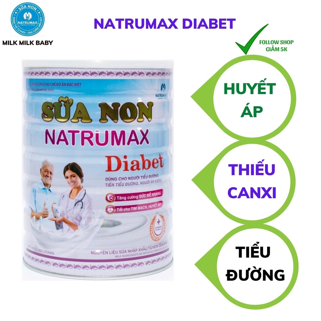 Sữa non Natrumax Diabet 800g tốt cho người tiểu đường, tim mạch và huyết áp