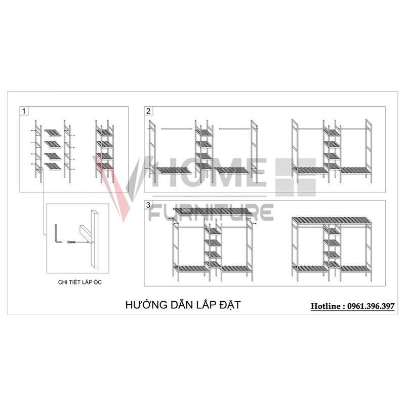 Tủ Treo Quần Áo 3 Khoang Gỗ Thông