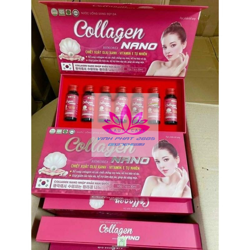 [ Hàng Chính Hãng] Colagen Uống -NANO Hàn Quốc Hộp 7 Chai Làm Trắng Da trẻ Hoá Làn Da Xoá Mờ Nám Đều Màu Da