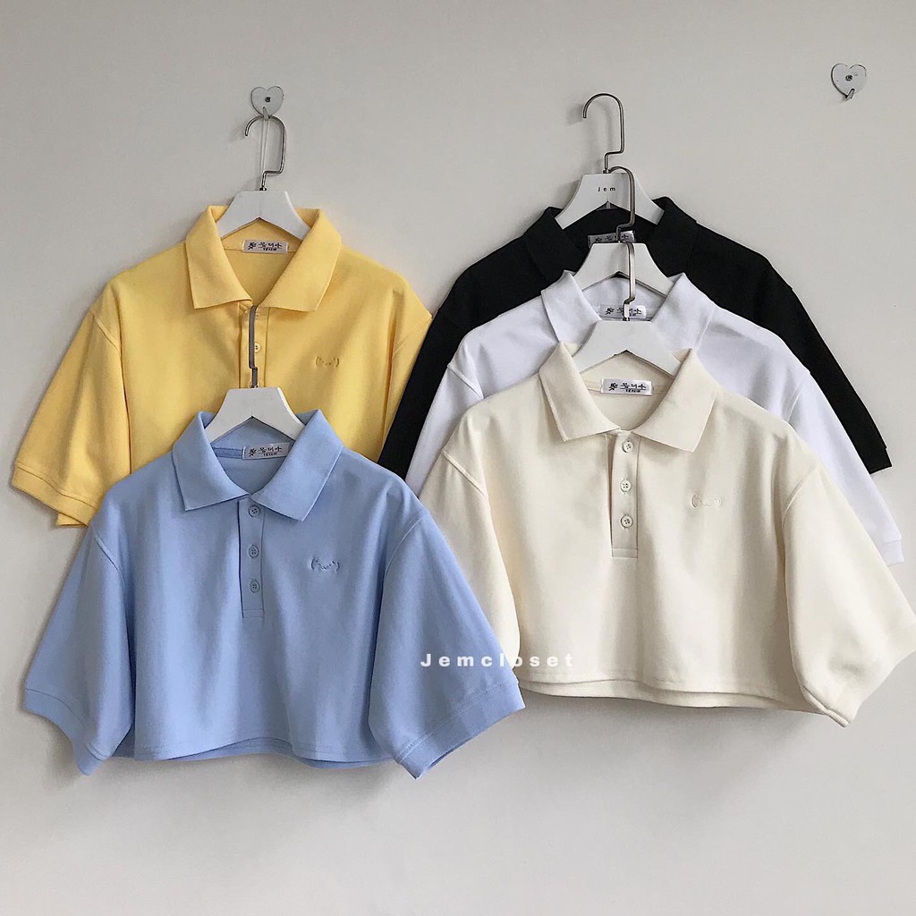 Áo Croptop Polo Nữ JEMCLOSET Croptop Form Rộng PYNY Thỏa Mái Nhiều Màu Siêu Cá Tính Mix Đồ Dễ Dàng 10103