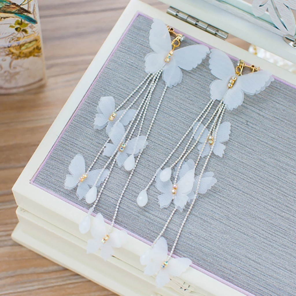 BUTTERFLY Hoa Tai Dáng Dài Mặt Hình Bướm Cho Nữ