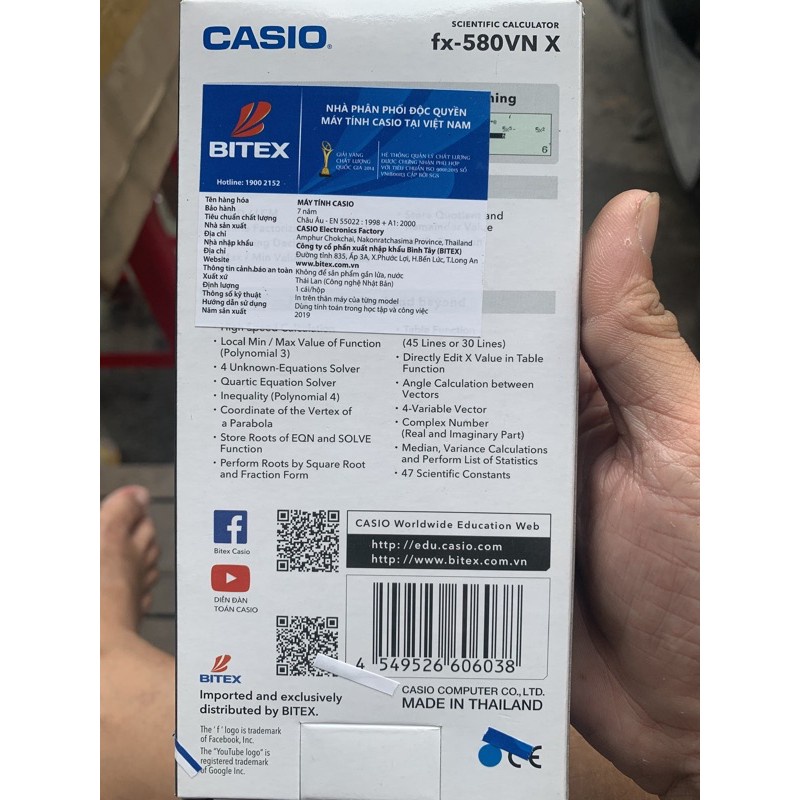 Máy tính Casio FX 580 VNX phiên bản nâng cấp 552 chức năng, máy tính học sinh casio 580VN X