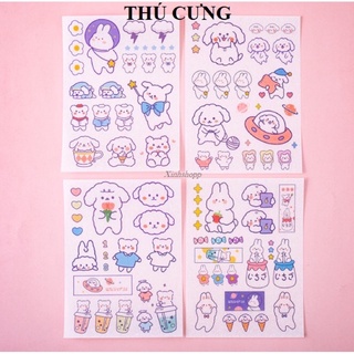 SET 4 Tấm Sticker Dễ Thương Trang Trí Sổ