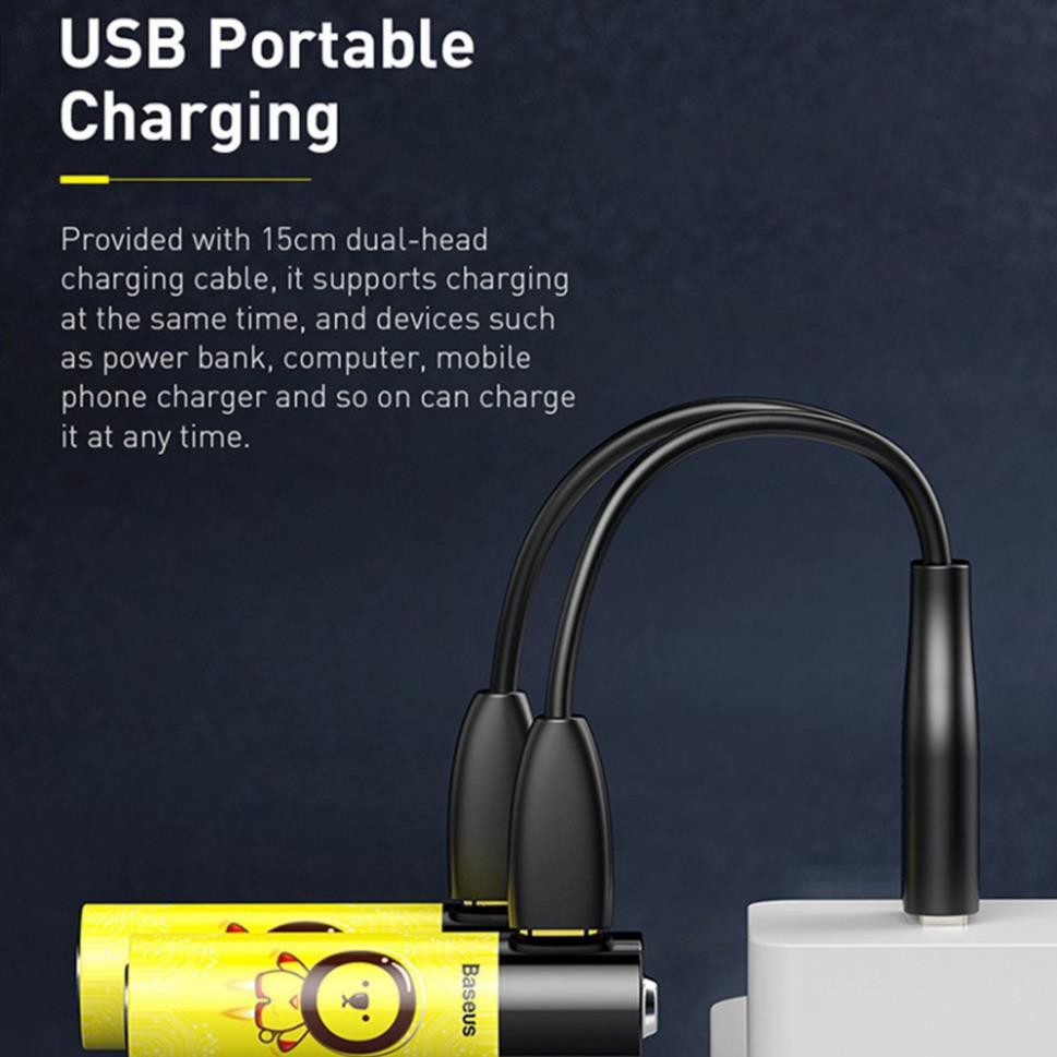 Bộ 2 Pin sạc Baseus AA dung lượng 2100mWh, 1000 lần sạc 1.5V  sử dụng cho đồ chơi trẻ em, remote tiết kiệm chi phí