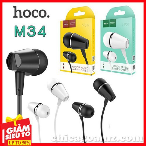 [Mã ELFLASH5 giảm 20K đơn 50K] Tai Nghe Nhét Tai Hoco M34 Super bass chui cắm 3.5mm- hàng chính hãng bảo hành 1 đổi 1