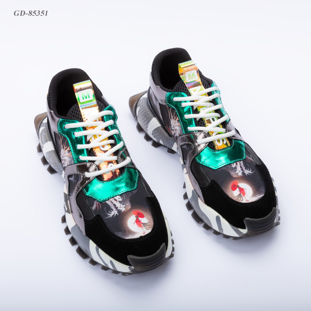 Giày nam sneaker họa tiết đẹp, chất liệu da kết hơp đế tăng chiều cao GD85351 | BigBuy360 - bigbuy360.vn