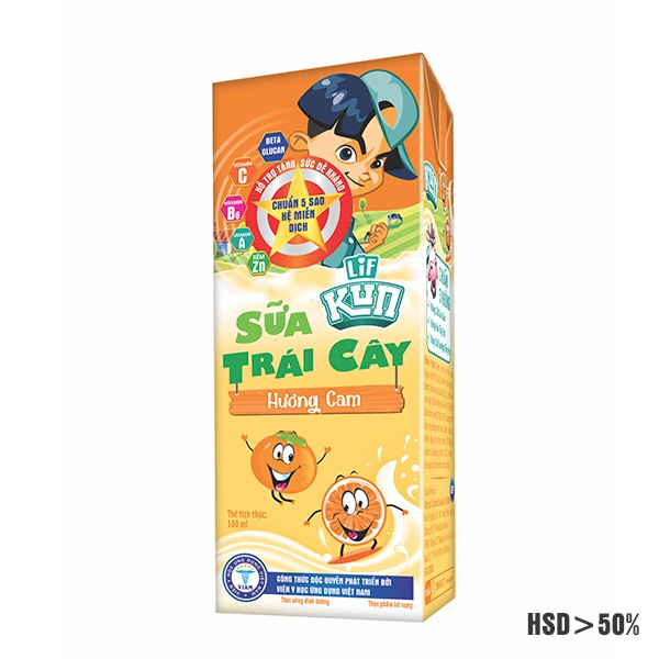 Sữa KUN Trái Cây Cam 180ml