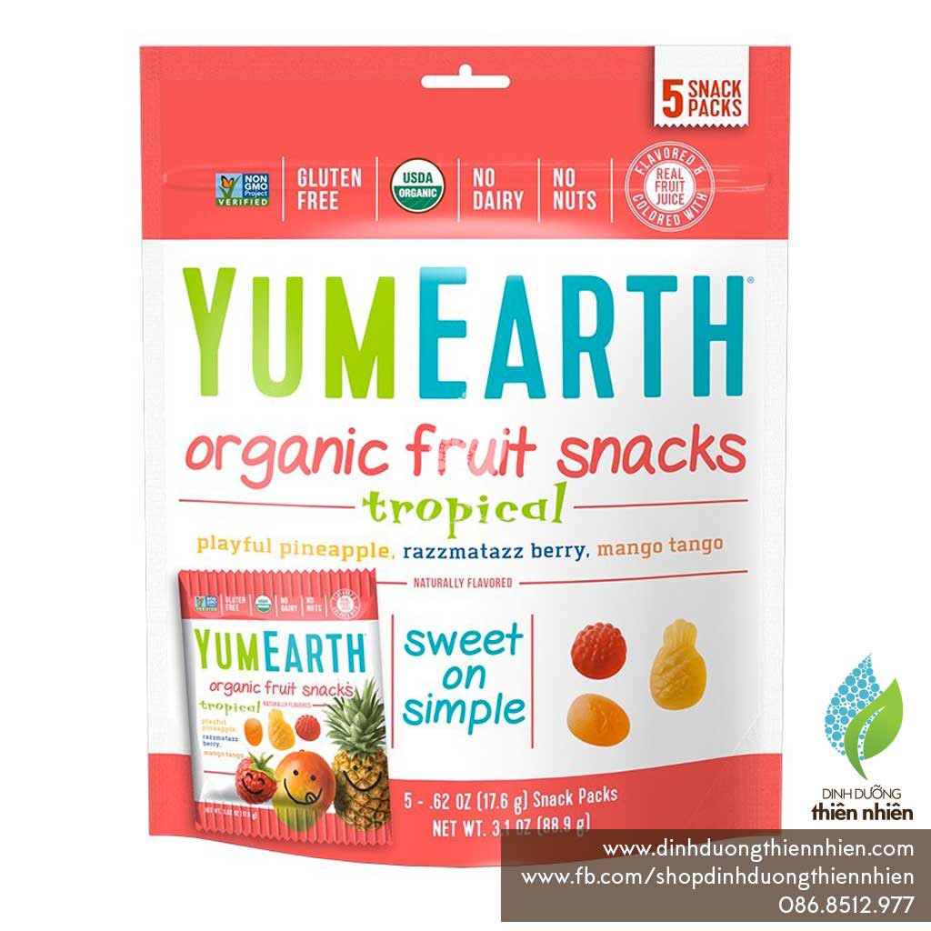 Kẹo Mềm Trái Cây Hữu Cơ Yum Earth Organic Fruits Snack, Mix 2 Loại (2 Gói Nhỏ) YumEarth