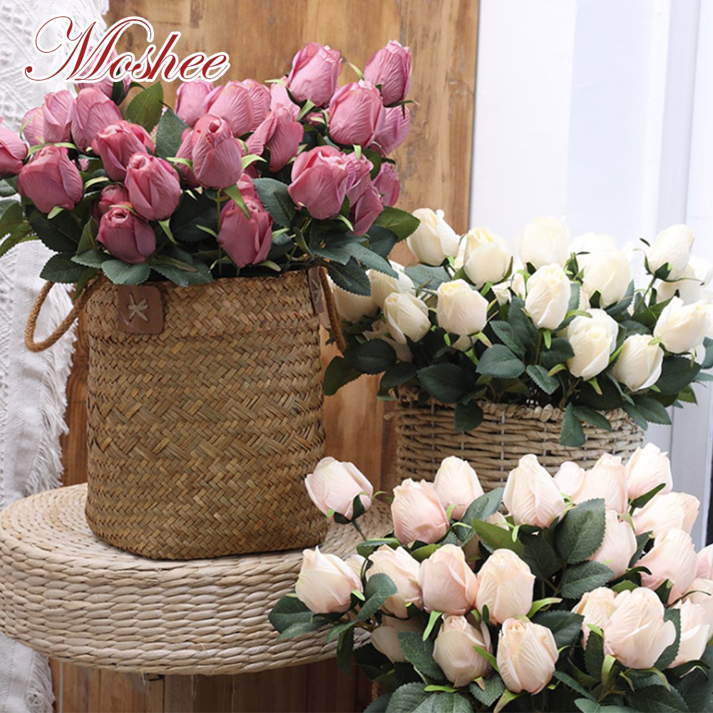 1 Bouquet 9 Heads Artificial Retro Rose Flowers Bride Flower Fake Dandelion Hydrangea For Wedding Party Home Decoration
