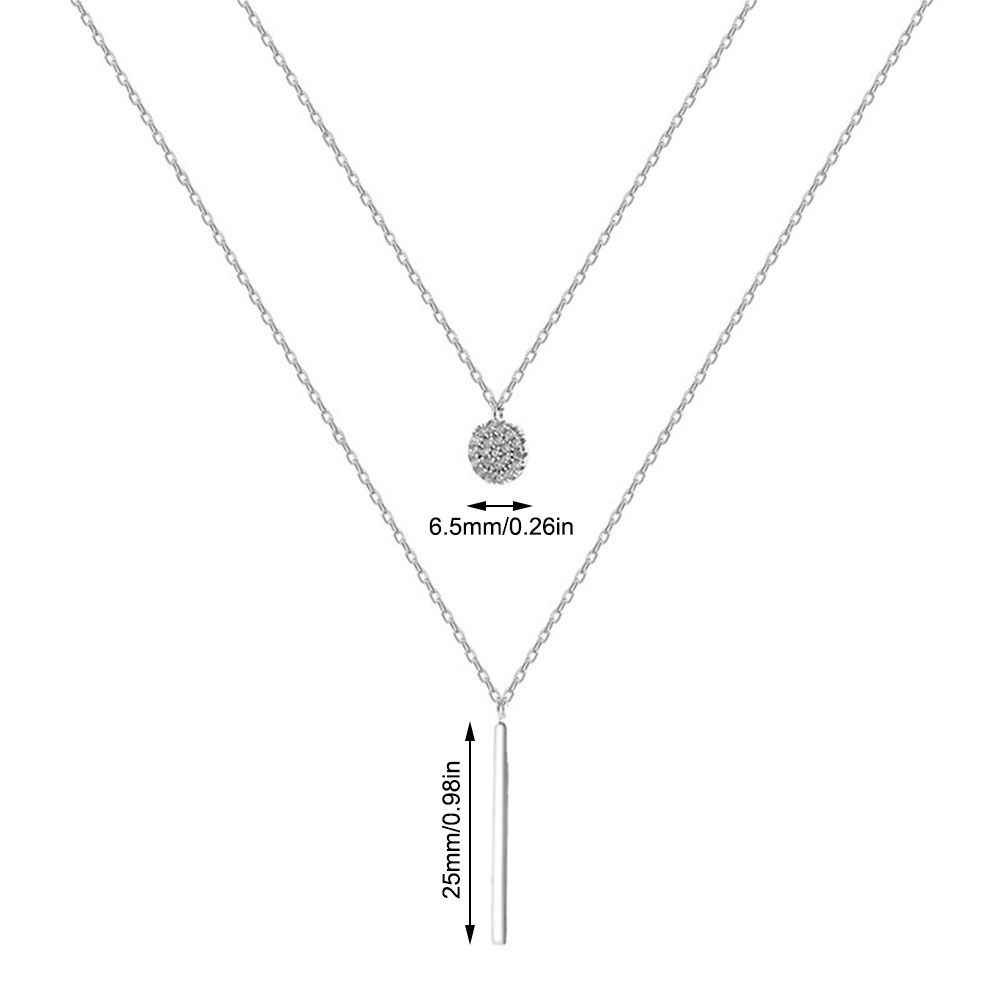 Vòng cổ 2 lớp bạc 925 mặt tròn bằng hợp kim đính đá zicron lấp lánh nhiều màu sắc phong cách thời trang