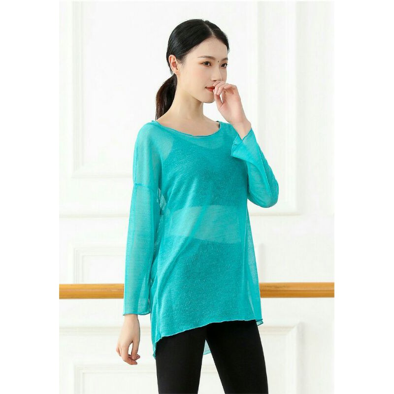 A07 | Áo lưới tập múa đương đại dài tay - Đồ Múa Tuệ Nhiên