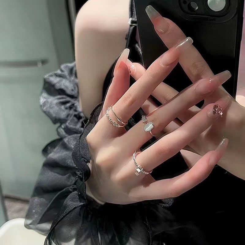Set Nhẫn Hai Lớp Đính Đá Thời Trang Dành Cho Nữ
