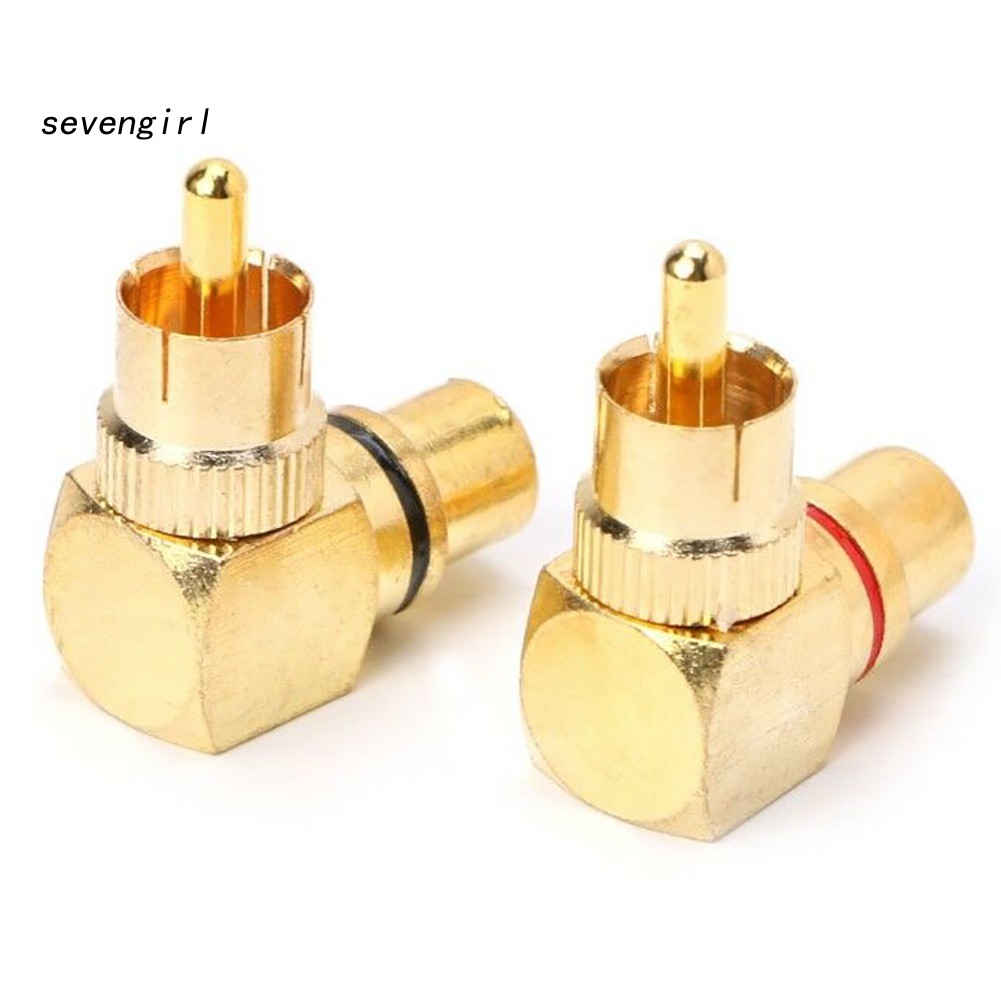 Set 2 Đầu Nối RCA Góc Phải 90 Độ Mạ Vàng