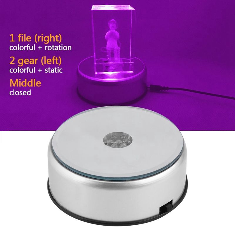 Đế trưng bày thiết kế xoay tròn tích hợp đèn led nhiều màu chiếu sáng độc đáo