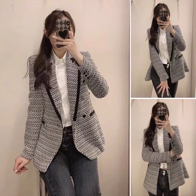 ÁO TWEED SỌC PHA ĐEN ZARA AUTHENTIC TUỒN STORE